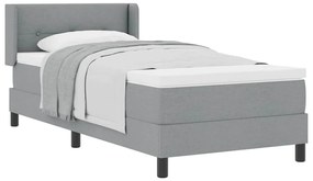 Cama box com colchão cinza claro, 90 x 200 cm, tecido.