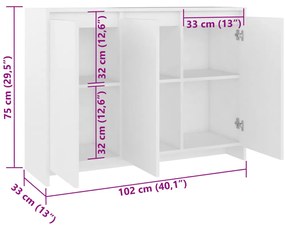 Aparador 102x33x75 cm derivados de madeira branco