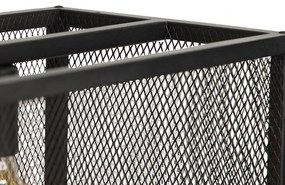 Candeeiro suspenso industrial preto 118cm 4-luzes - CAGE Mesh Industrial