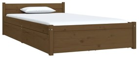 Estrutura de cama c/ gavetas 90x190 cm castanho mel