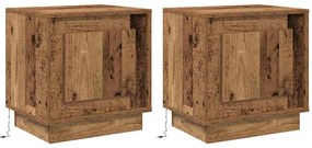 Cômodas de cabeceira com luzes LED 2 pcs Madeira velha 44x34,5x45 cm