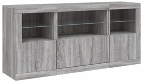 Aparador com luzes LED 142,5x37x67 cm cinzento sonoma