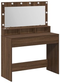 Mesa de Maquiagem vidaXL com Luzes LED em Castanho Carvalho 100x41x135