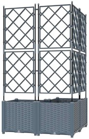 Jardineira de Jardim com Treliça 3 pcs Cinza Claro 80x80x143 cm