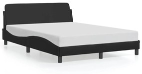 Estrutura cama c/ cabeceira 140x190 cm couro artificial preto