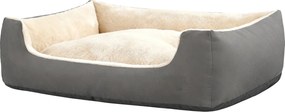 Cama para cães ou gatos 85 x 65 x 21 cm, com almofada reversível removível cinza-bege