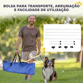 Conjunto de Treinamento de Agilidade para Cães 4 Peças Obstáculos de Salto com Altura Ajustável 99x65x94 cm  Azul