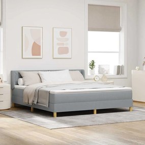 Cama Box Spring com Colchão Cinza Claro, 180 x 200 cm, Tecido