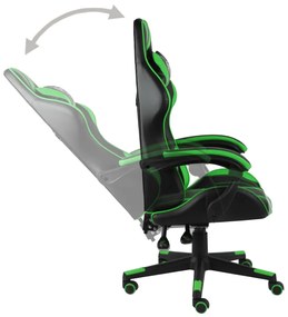 Cadeira estilo corrida couro artificial preto e verde