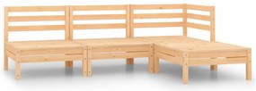 4 pcs conjunto lounge de jardim madeira de pinho maciça