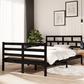vidaXL Estrutura de cama 120x200 cm madeira de pinho maciça preto
