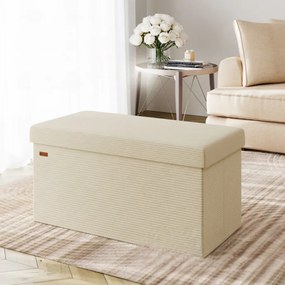Banco dobrável em cordão macio com espaço de arrumação 76 x 38 x 38 cm Bege
