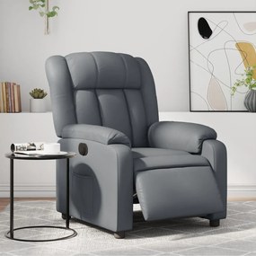 vidaXL Poltrona reclinável elétrica couro artificial cinzento
