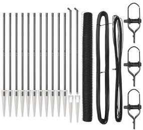 Conjunto de Cercas Conjunto de 2 Cinza Metal, fio coberto em PVC