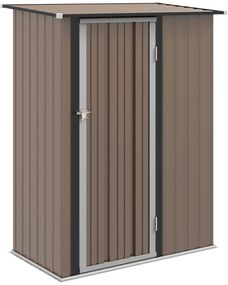 Outsunny Abrigo de Jardim 1,07㎡ 142x84x189 cm Abrigo de Armazenamento Abrigo de Ferramentas com Teto Inclinado e Porta Marrom