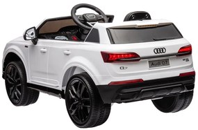 Carro elétrico infantil Audi Q7, 12V módulo de música, banco em pele, pneus de borracha Branco