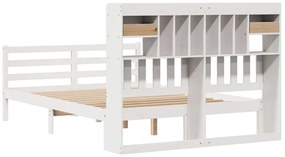 Cama com estante sem colchão 160x200 cm pinho maciço branco