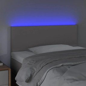 Cabeceira de cama c/ LED 90x5x78/88cm couro artificial cinzento