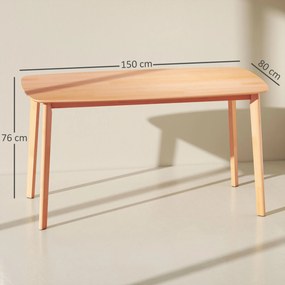 Mesa de jantar retangular para 6 pessoas 150 x 80 x 76 cm (CADEIRAS NÃO INCLUIDAS), mesa de cozinha de 150 cm em madeira maciça ,efeito madeira natura