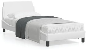 373099 vidaXL Estrutura de cama c/ cabeceira couro artificial 90x190cm branco