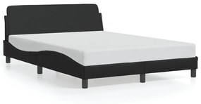 Estrutura cama c/ cabeceira 140x200 cm couro artificial preto