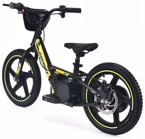 Bicicleta eléctrica para crianças RIRIBIKE RTX6 24V (16") bateria de lítio, motor de 250 watts, travão de disco, assento ajustável em PU macio Amarela