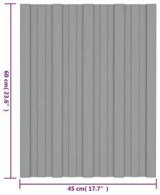 Painéis de telhado 36 pcs 60x45 cm aço galvanizado cinzento