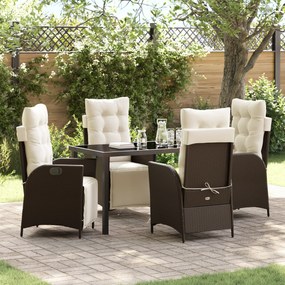 vidaXL Conjunto de Jantar de Jardim de 5 Peças em Rattan Polipropileno Castanho