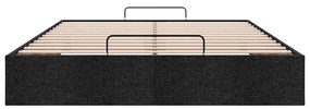Estrutura de cama otomana sem colchão 140x190 cm tecido preto