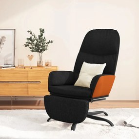 3097399 vidaXL Cadeira de descanso com apoio de pés tecido preto