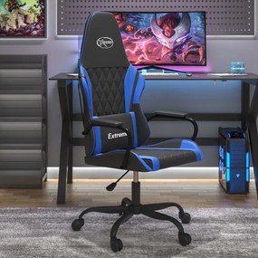 vidaXL Cadeira de gaming couro artificial preto e azul