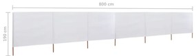 Para-vento com 6 painéis em tecido 800x160 cm cor areia branco