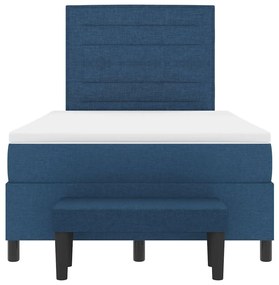Cama Box Spring com Colchão e Banco Azul 120x190 cm Tecido