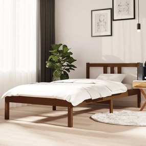 vidaXL Estrutura de cama solteiro 90x190cm madeira maciça castanho mel