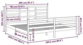 Estrutura de cama 200x200 cm madeira maciça castanho mel