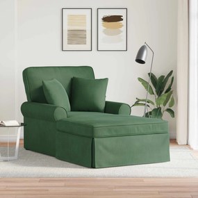 vidaXL Chaise Lounge com Saia 3 pcs Verde Selva Tecido Canaletado