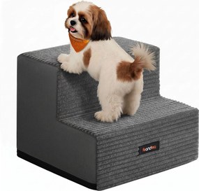 Escada para cães 30 x 38 x 28 cm com 2 degraus em espuma, na cor cinza ardósia