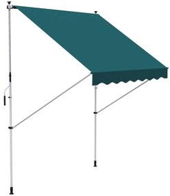 Outsunny Toldo Manual Retrátil 200x150 cm com Manivela de Alumínio Ângulo Ajustável Proteção Solar para Varanda Jardim Pátio Verde