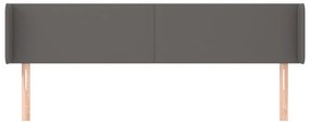 Cabeceira de cama c/ abas couro artificial 203x16x78/88cm cinza
