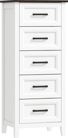 HOMCOM Cómoda 5 Gavetas Cómoda de Dormitório Estreita e Alta com Bancada com Efeito Madeira 45x35x106 cm Branco | Aosom Portugal
