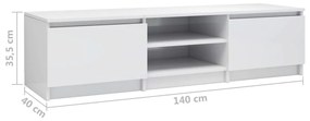 Móvel de TV Infinity de 140cm - Branco Brilhante - Design Moderno