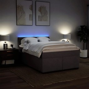 Cama com molas/colchão 160x200 cm tecido castanho-escuro