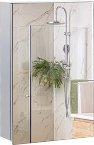 Kleankin Armário Casa Banho Espelho Prático Design Moderno Armazenamento Compacto 39x12x60cm Prata Elegante | Aosom Portugal