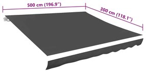 Lona para toldo antracite 500x300 cm