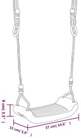 Assentos de baloiço com cordas 2 pcs 37x15 cm polietileno azul