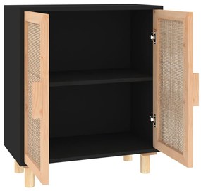 Aparador 60x30x70 cm pinho maciço/vime natural preto