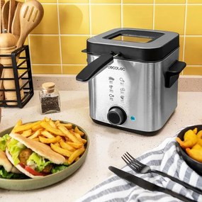 Fritadeira com óleo de 900 W, capacidade 1,5 L CleanFry Advance 1500 Inox, aço inoxidável, filtro OilClean, recipiente amovível, Tampa com janela