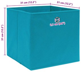 Caixas de arrumação 10 pcs 32x32x32 cm tecido azul-bebé