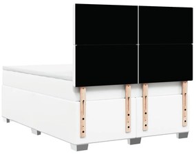 Cama com molas/colchão 140x200 cm couro artificial branco