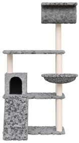 Árvore p/ gatos c/ postes arranhadores sisal 131 cm cinza-claro